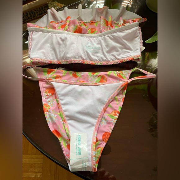La La Swim Orange/Pink/Green Bikini in Size Large - Picture 2 of 3